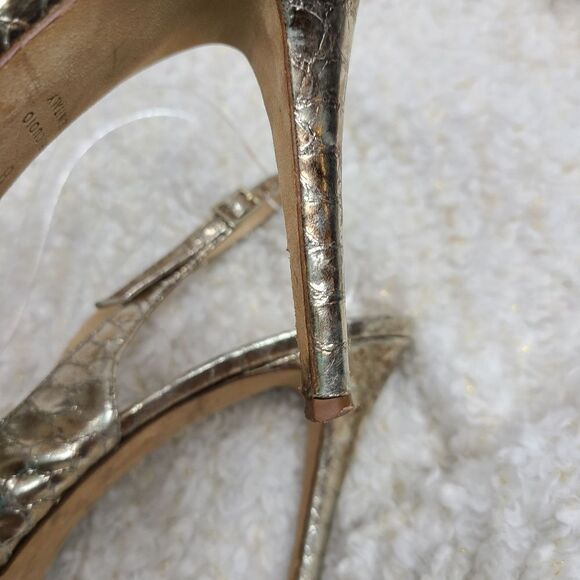 Kate Spade Metallic Gold Slingback Peep-toe Heels sz 9.5 - Picture 7 of 9